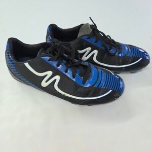 Mitre Soccer Cleats Kids Size 4‎ Black Blue Molded Studs Athletic Shoes